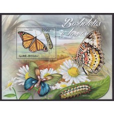 GUINEA BISSAU HOJA BLOQUE NUEVA MINT FLORES MARIPOSAS